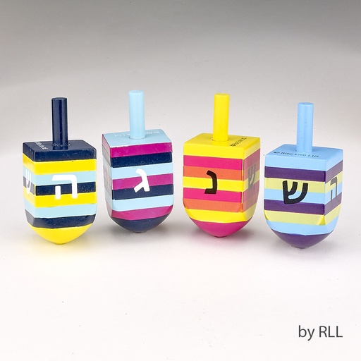 [DRL-99] Striped Multicolor Hand Painted Dreidels