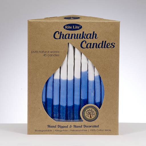 [C-28-BWN2] Premium Pure Veg Wax Chanukah Candles Tricolor Blue&Whi
