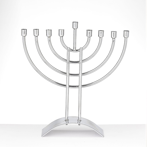 [MH-14] Traditional Steel Menorah, Silver Finish