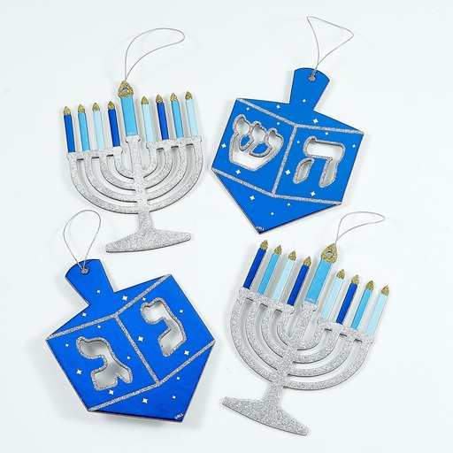 [BD-13161] Set of 4 Chanukah Decor With Glitter And Foil