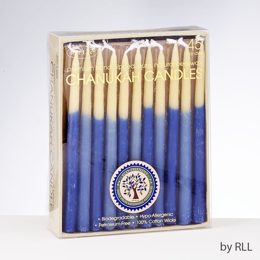 [C-21-B] Blue & Natural Hand-Dipped Chanukah Beeswax Candles