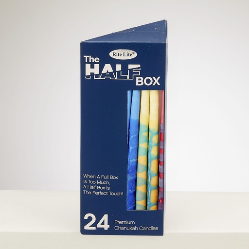 [C-2431-M] The Half Box 24 Pack Chanukah Candles-Decorated Multi Tri-Color