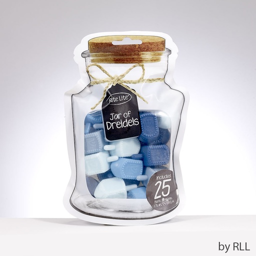 [DRJ-M-B] "Jar" Of Dreidels,25 Med Plast Dreidels,Shades Of Blue