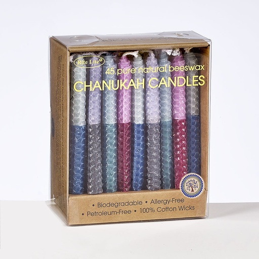 [C-25-R] Chanukah Candles-Multi Colors 2 Tone Honeycomb Beeswax 
