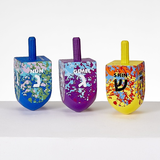 [DRL-SPLASH] Large Hand-painted  Splash Wood Dreidels