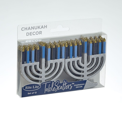 [BD-13179] Chanukah Tablescatters, 12 Foiled & Glittered Menorahs