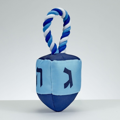 [TYN-DOG-3-N] "Chewdaica"™ Oxford Dreidel Squeaky Dog Toy With Rope