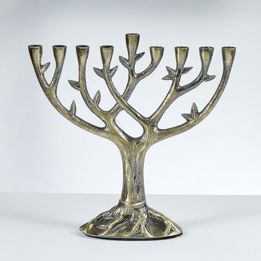 [MP-LIFE-MED-BZ] "Tree of Life"™ Menorah,Textured Alumi, Bronze Finish