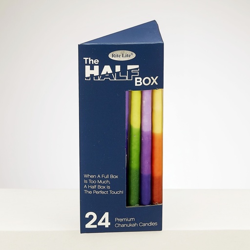 [C-2429-M] The Half Box 24 Pack Chanukah Candles-Multi Tri-Color