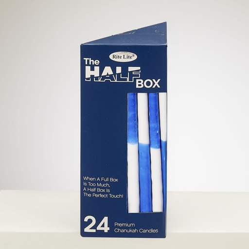 [C-2440-BW] The Half Box 24 Pack Decor Candles, Two-Tone Blue&White