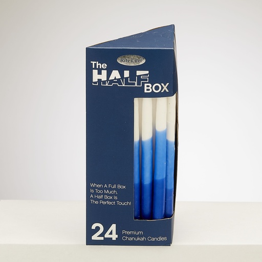 [C-2429-BW] The Half Box 24 Pack Chanukah Candles-Blue Tri-Color