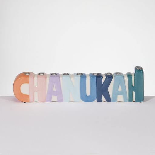 [MFR-10-SMP] "CHANUKAH" Hand-Painted Ceramic Menorah,Simplicity Colors