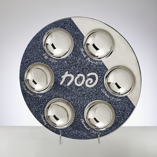 [PPC-1] Starry Night Ceramic Seder Plate In Navy And Silver