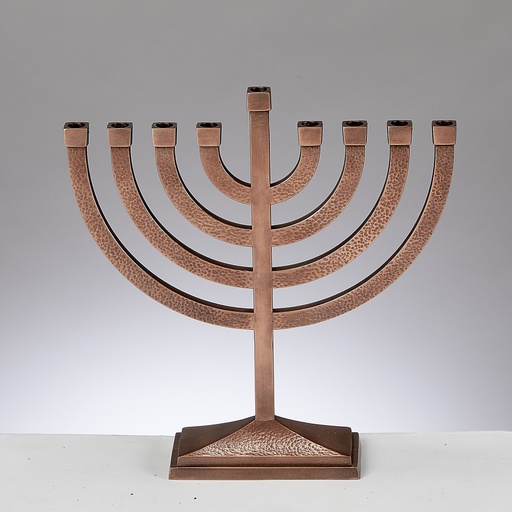 [MP-75-CO] Traditional Aluminum Hammered Menorah - Copper Finish
