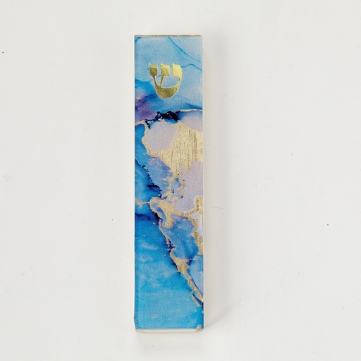 [MZGLA-1] "Blue Marble" Art Glass Mezuzah