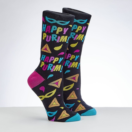 [TYPN-SOCK-A1] "Happy Purim" Adult Crew Socks