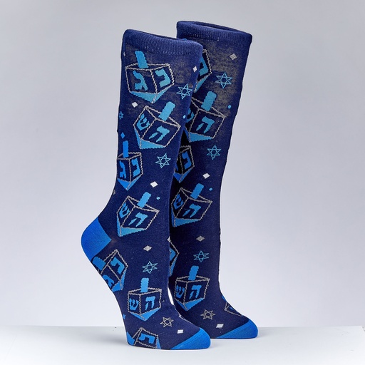 [TYN-SOCK-A20] Chanukah Dreidels Adult Crew Socks